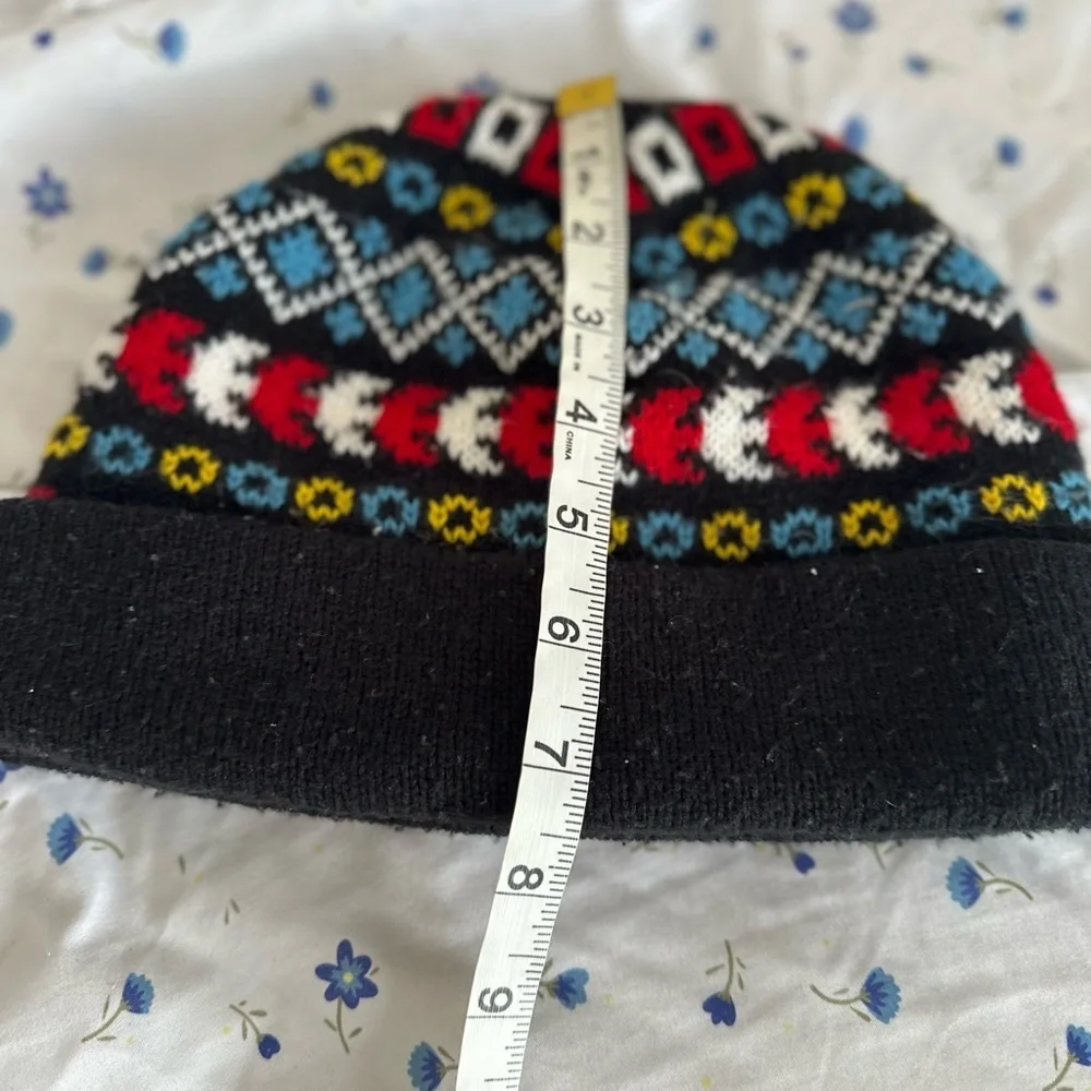 Vintage 90s Artex knit Colorful Geometric Beanie Winter Hat. Union Made. USA.